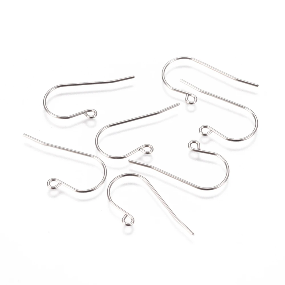 200pcs 304 Stainless Steel Earring Hooks Earwire with Loop for DIY Jewelry Earring Making Accessories Findings 27.5x16.5x0.8mm