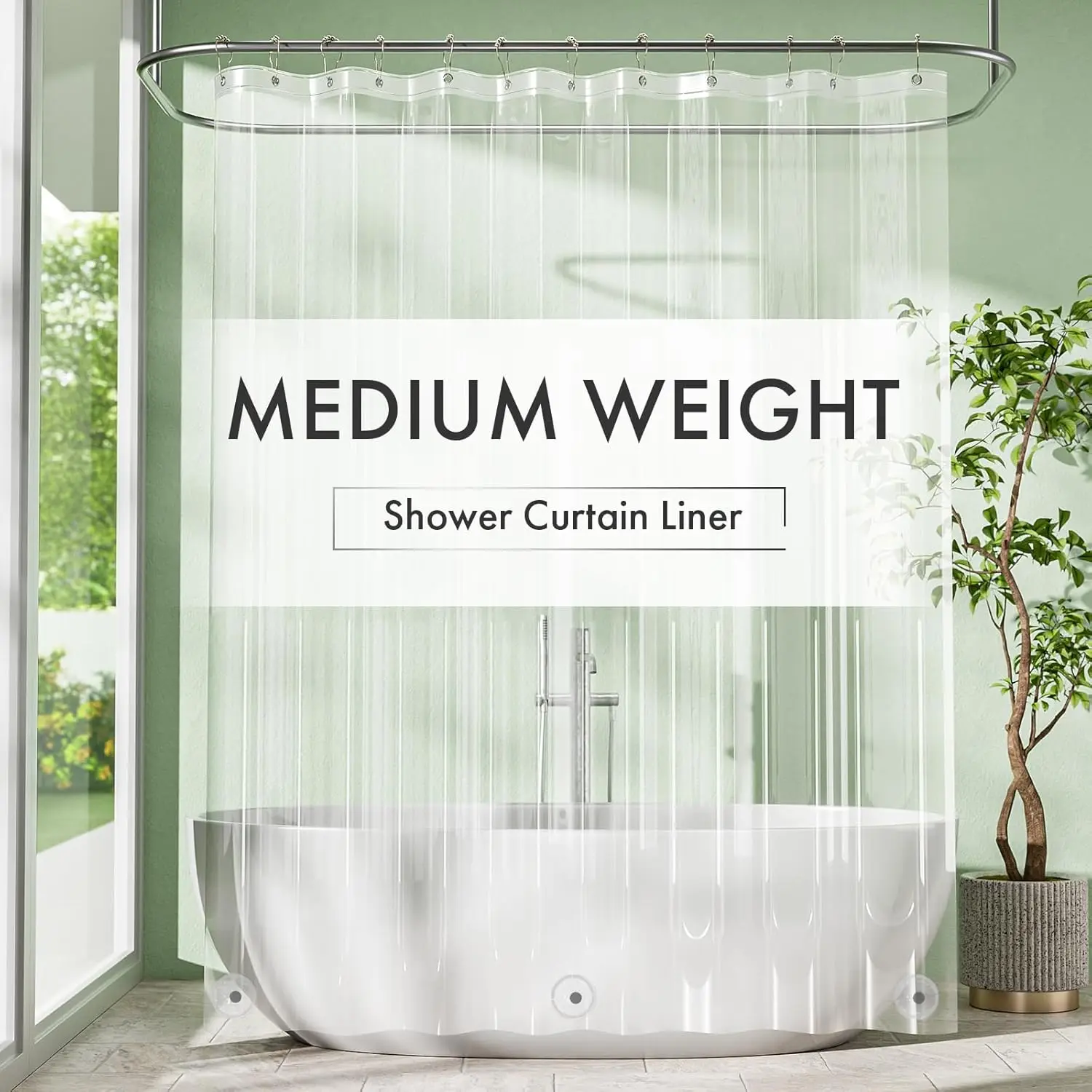 

Extra Long Shower Curtain Liner 72x96 Clear PEVA Waterproof with Magnets & Grommets