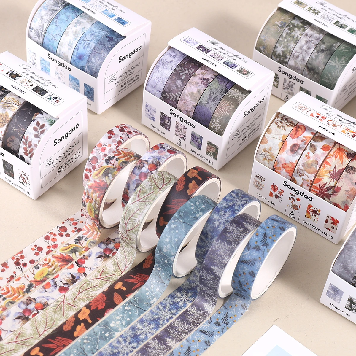 5 Rolls/Box of Washi Tape, Perfect for Scrapbooking and Gift Wrapping, Suitable for Scrapbooking,