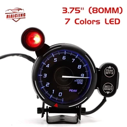 3.75'' Tachometer Tacho Gauge LED 0-9000 RPM Meter with Shift Light 12V 7 Colors Automobile instrument tools