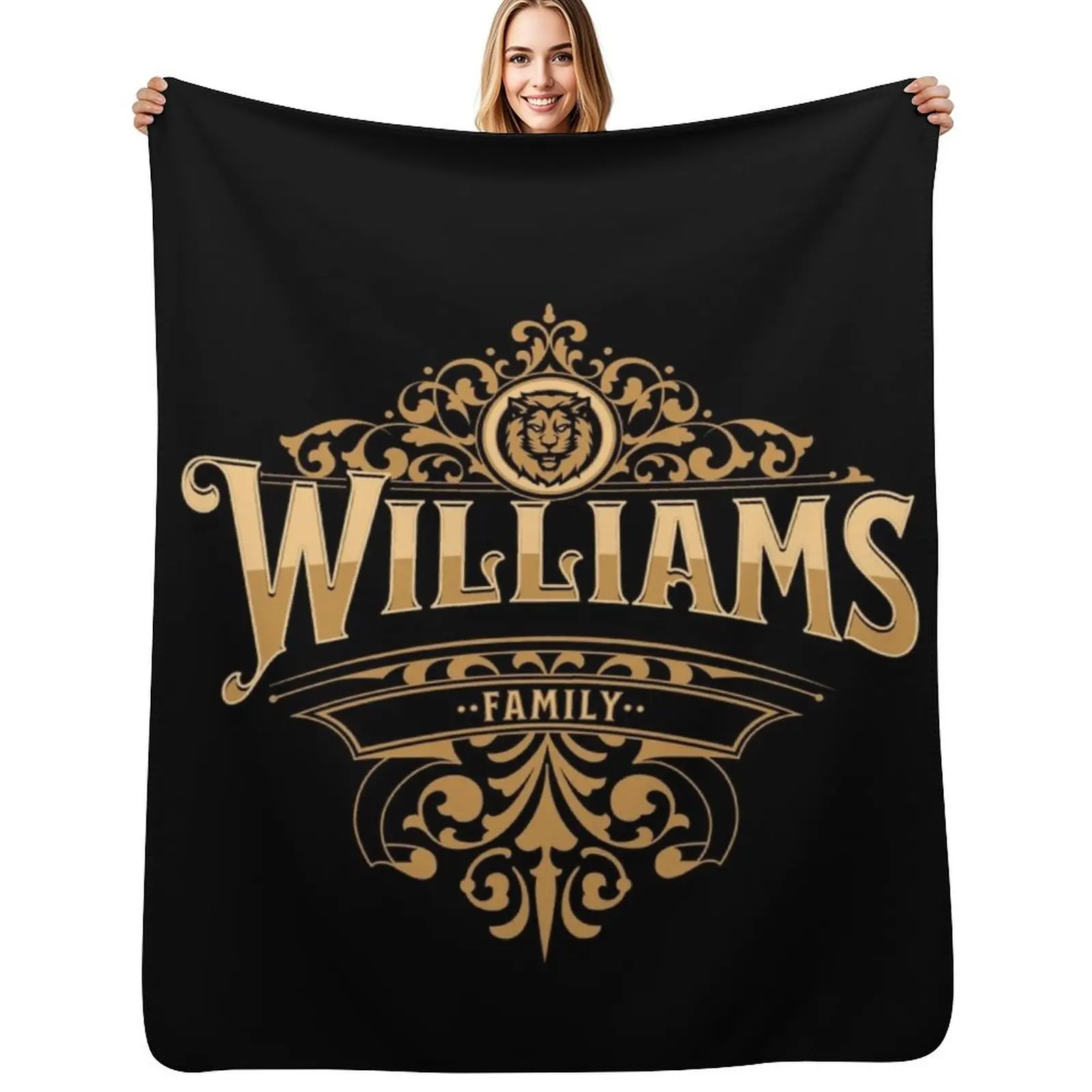 

Williams Family Coat of Arms or Crest Williams Throw Blanket Soft Plush Plaid Personalized Gift for sofa Plush Blankets