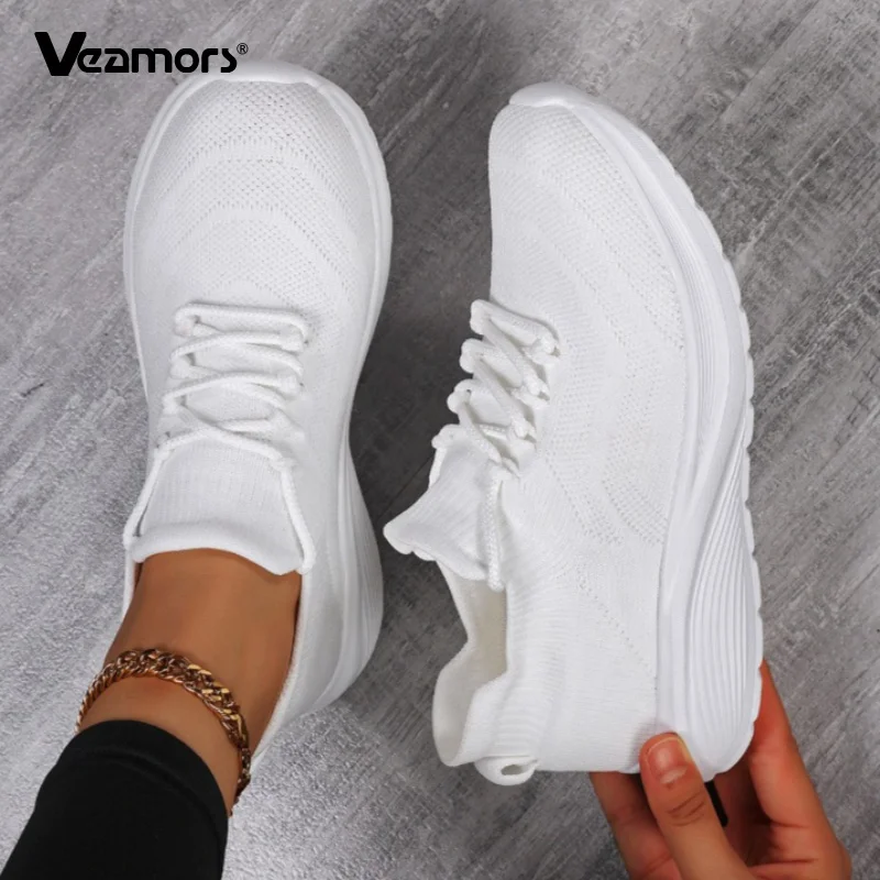 Women Knitted Sock Sneakers Breathable Mesh Casual Shoes Lightweight Ladies Soft Walking Running Sports Shoes Size 35-43