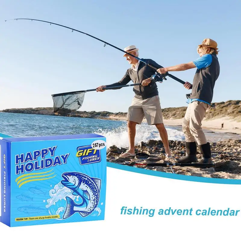 Fishing Advent Calendar 257 Pieces Flexible Matching Countdown Calendar Bright Colors Fishing Accessories Lures Set For Fishing