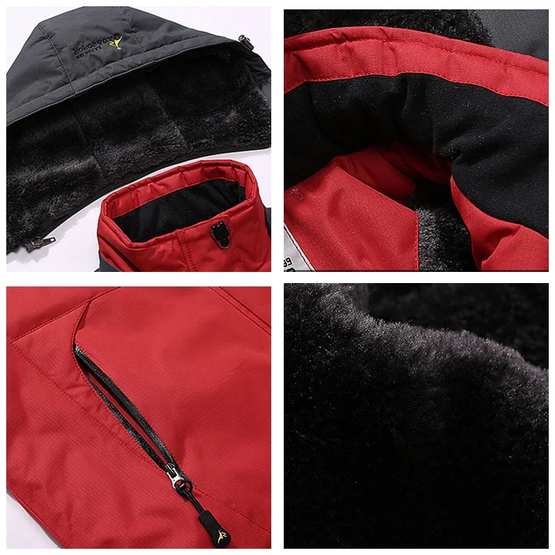 Homens inverno novo ao ar livre jet ski premium neve quente parkas jaqueta casaco masculino outwear casual com capuz impermeável grosso velo parka