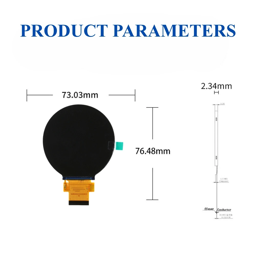2.8 Inch TFT LCD Display Round Small Screen 480*480 IPS Full View RGB Interface LED Backlight MIPI Interface with Touch 40PIN