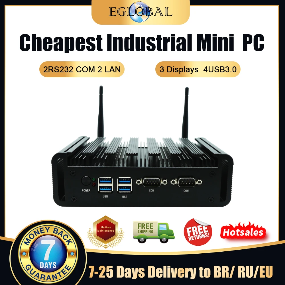 Eglobal Rugged Industrial Mini PC Laptop Desktop Intel 10th  i7-10610U i5 -10310U i3-10110U 2 RS232 COM 2 RJ45 Lan 3 Displays