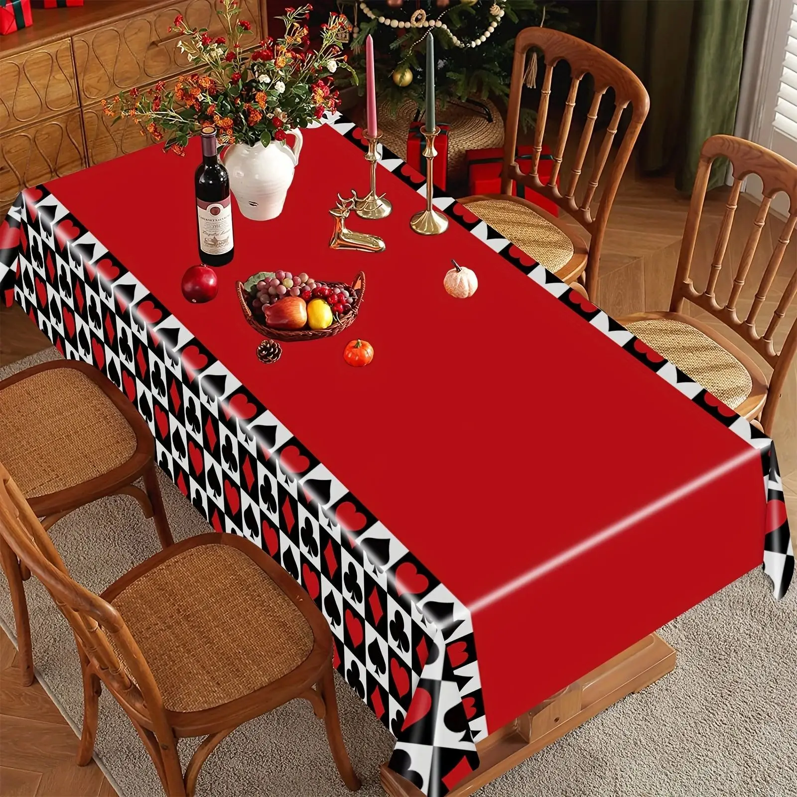 Poker Casino Decorations Tablecloth Las Vegas Table Cover 777 Foil Balloon for Casino Game Birthday Playing Card Party Supplies view 5