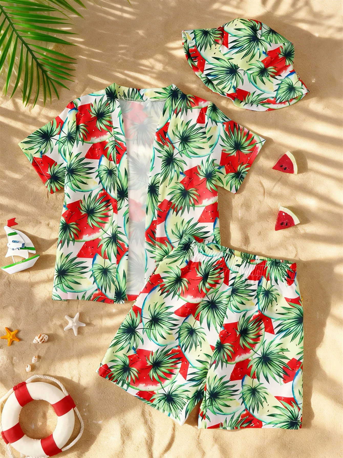 Baby Boys' Beach Sun Protection Short Sleeve Shorts Set Two-Piece Suit for Toddlers
