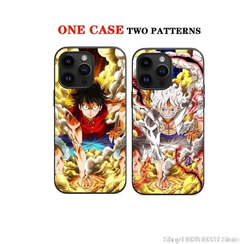 3D Grating One Piece Luffy NIKA Phone Case for iPhone 11 12 13 14 15 16 17 18 Pro Max Plus Mini Air Ace Sanji shockproof Cover