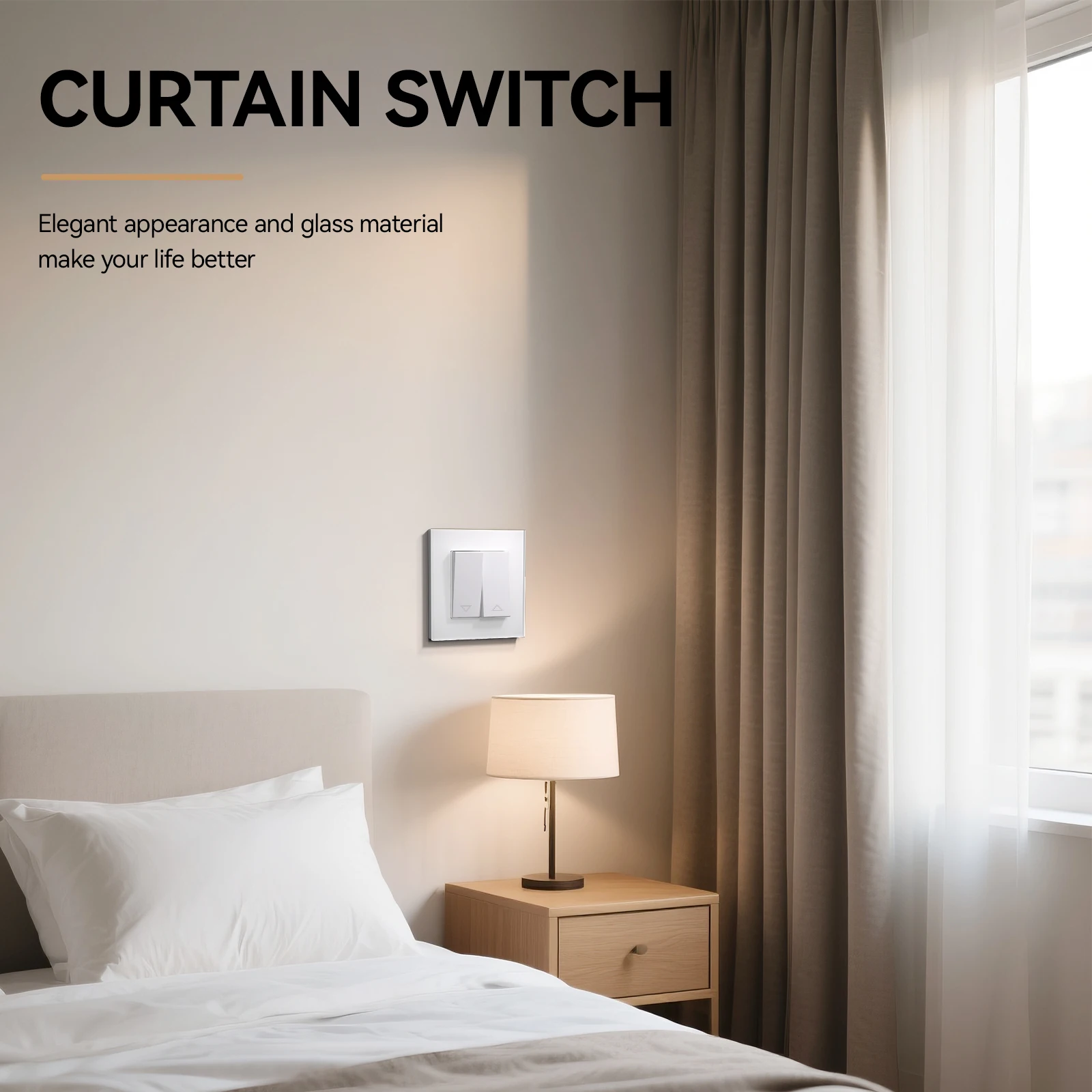 BSEED الميكانيكية الستار التبديل الكهربائية الأسطوانة مصراع التبديل دفع زر ستائر الحائط التبديل إطار بلاستيكي زجاجي الاتحاد الأوروبي القياسية