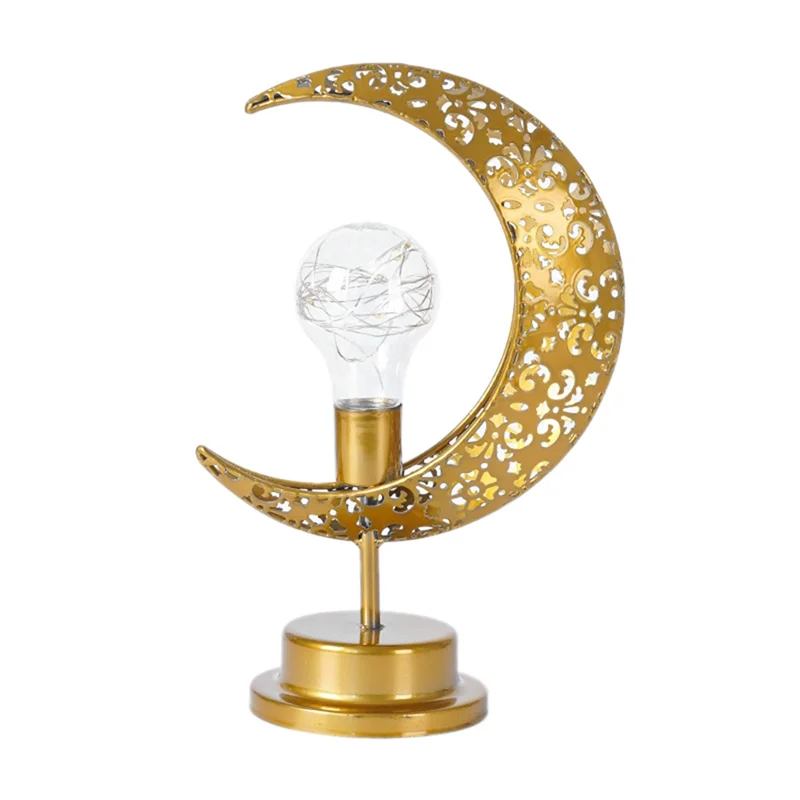 Venda superior lua de ferro bola redonda estilo muçulmano modelagem lâmpada decorativa quarto mesa férias atmosfera lâmpada
