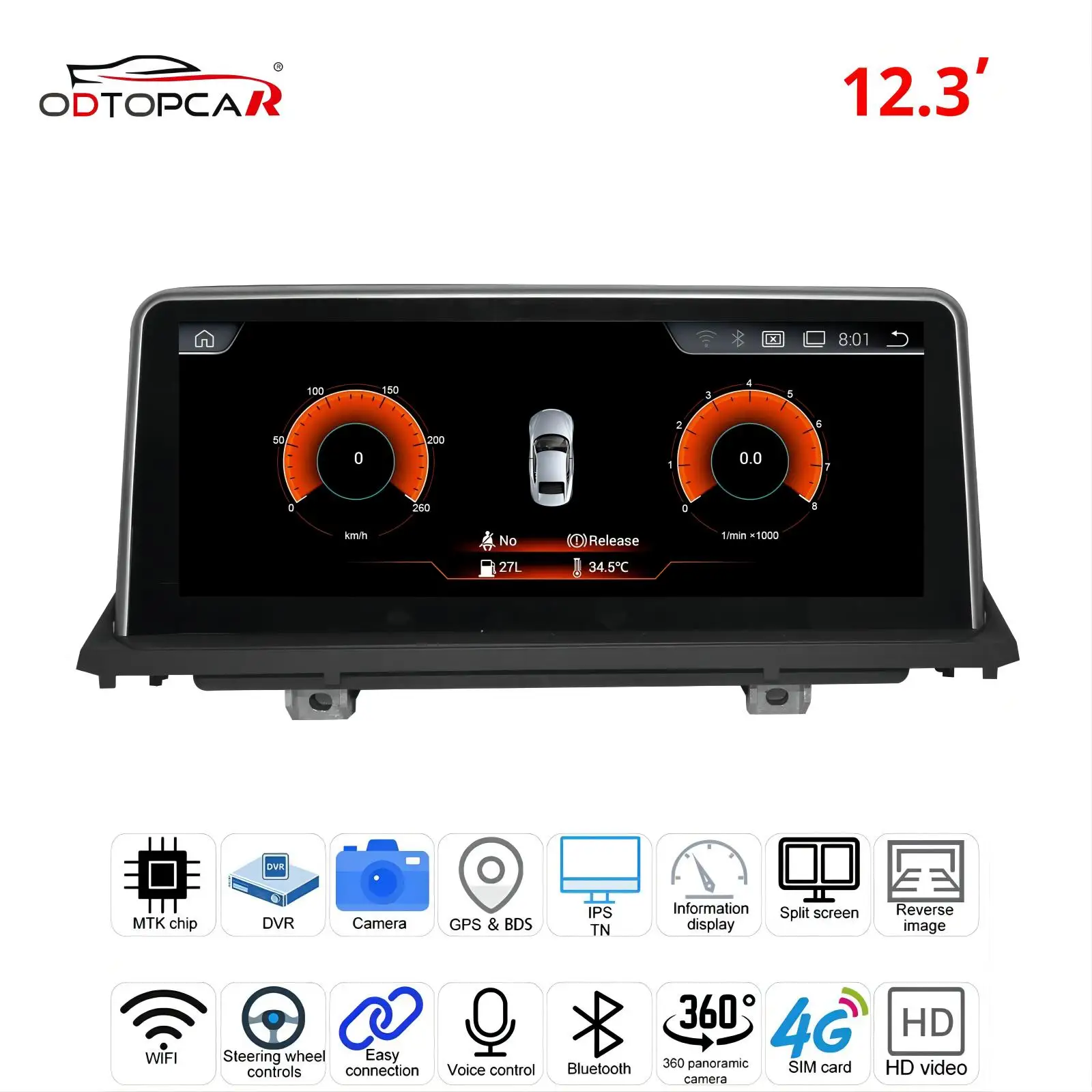 For BMW X5/X6 NBT System 12.3” Touch Screen Upgrade Android Multimedia System MTK Core 4G Internet 64G Storage GPS Navigation