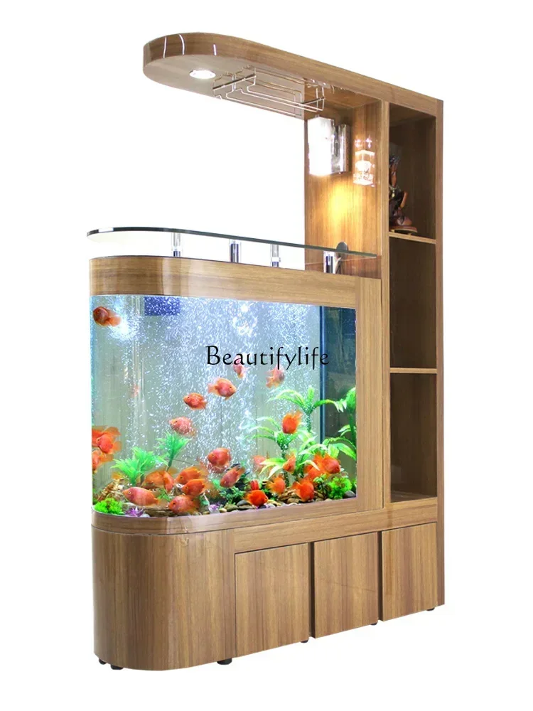 Living Room Entrance Hallway Home Screen Bottom Filter Ecological Aquarium with Fish Tank Glass