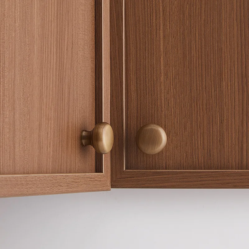Retro Long Bar Brass Furniture Pull Handles, Minimalist Round Drawer Knobs Light Luxury Decor for Kitchen Cabinet Wardrobe Doors