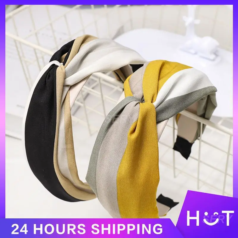 

Wide Top Knot Hair Bands For Women Headdress Solid Color Cloth Headband Bezel Hairband Hair Hoop Female Hair Accessories