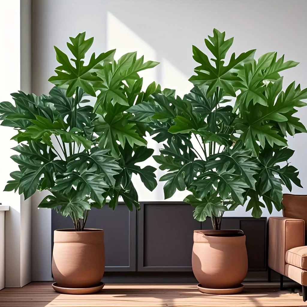 2cps 65 cm Simulierte Grüne Pflanze Papaya Blätter Künstliche Dschungel Palme für Haus Garten Party Dekoration 2026 Neue jahr – Detail 3