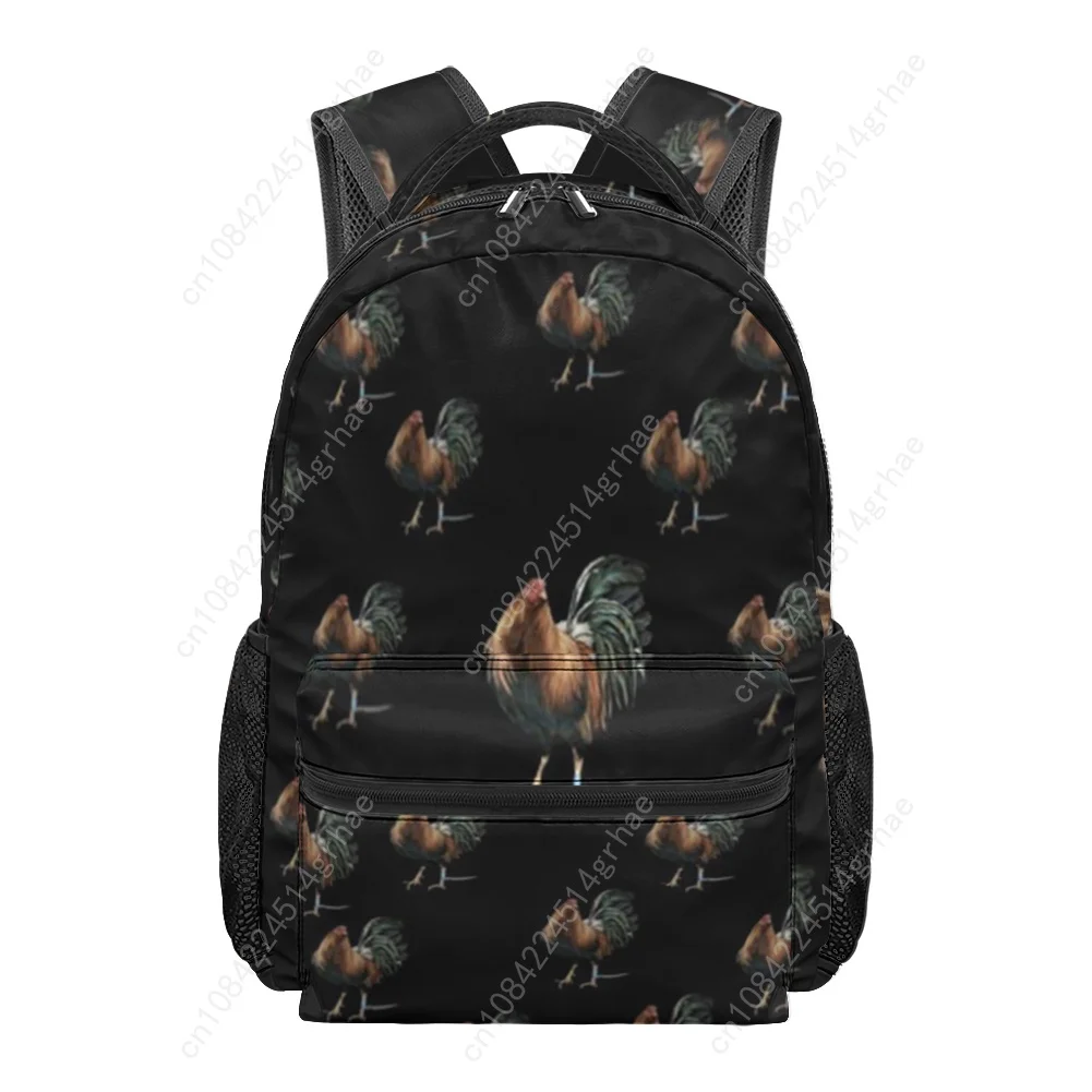 Rooster Print All-over Print Student Backpack Custom Casual Suitable for Travel and Camping Lightweight, and Easy To Clean