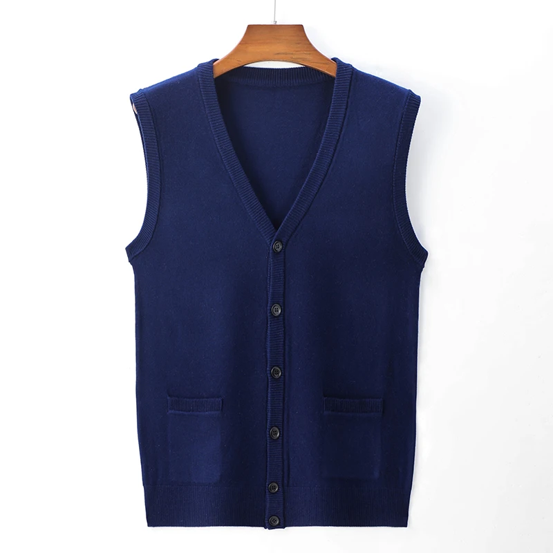 4 Colors Men Business Fashion Wool Vest Sweater Autumn Classic Style V-neck Knitted Vest Pullover Vest Tops Male Brand Clothing