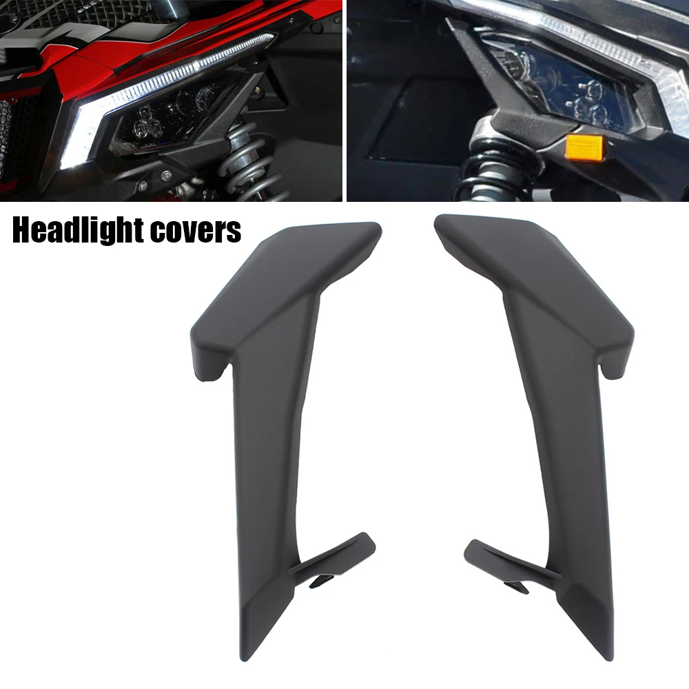 2Pcs Headlight Covers Trim Headlight Covers Compatible With Can-Am Maverick X3/Max/Turbo R Xds 2017-2023 High Quality Abs Black
