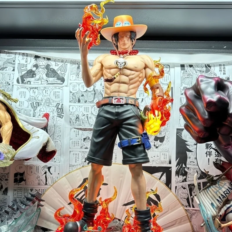 70cm New One Piece 1/3 Ace Gk Fantasy Third Anniversary Super Huge Collect Figures Trendy Statue Anime Decoration Birthday Gifts