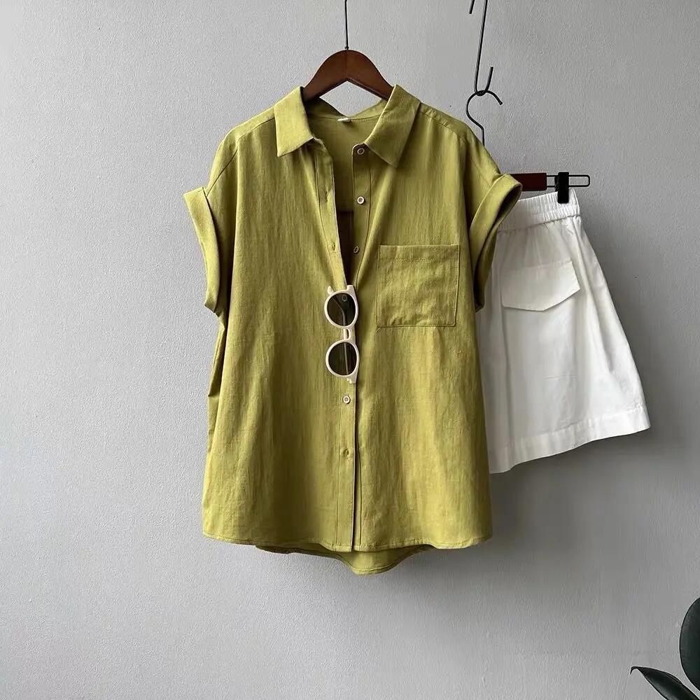 Elegant French Flair Chiffon Blouse 2025 - Women's Summer Short Sleeve Top with Flutter Sleeves & Relaxed Fit