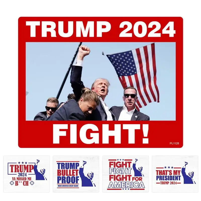 1pcs Trump Fight Stickers Decals DonaldTrump 2024 Survived Shot At Election Rally Waterproof Stickers for Car Motorcycle Laptop