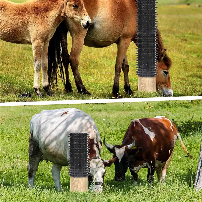 

AB13-Horses & Bovine Massage Brush Kit Cow Brush Equine Scratcher Cow Scratching Post Cattle Soft Touch Itch Post (4 Pack)