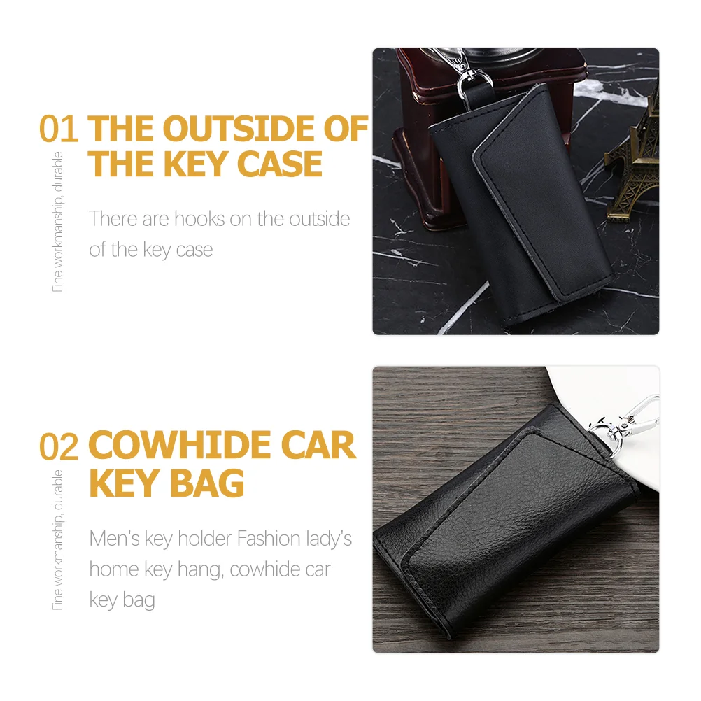 Key Case Storage Bag Wallets for Men Hanging Cowhide Waist Pouch Organizing Auto Men's Shell Purse Women