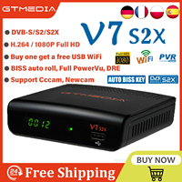 GTMEDIA V7 S2X Satellite Receiver DVB-S/S2/S2X with a USB WiFi H.264 1080P Full HD Full PowerVu Support CCAM/Newcam DRE &Biss ke