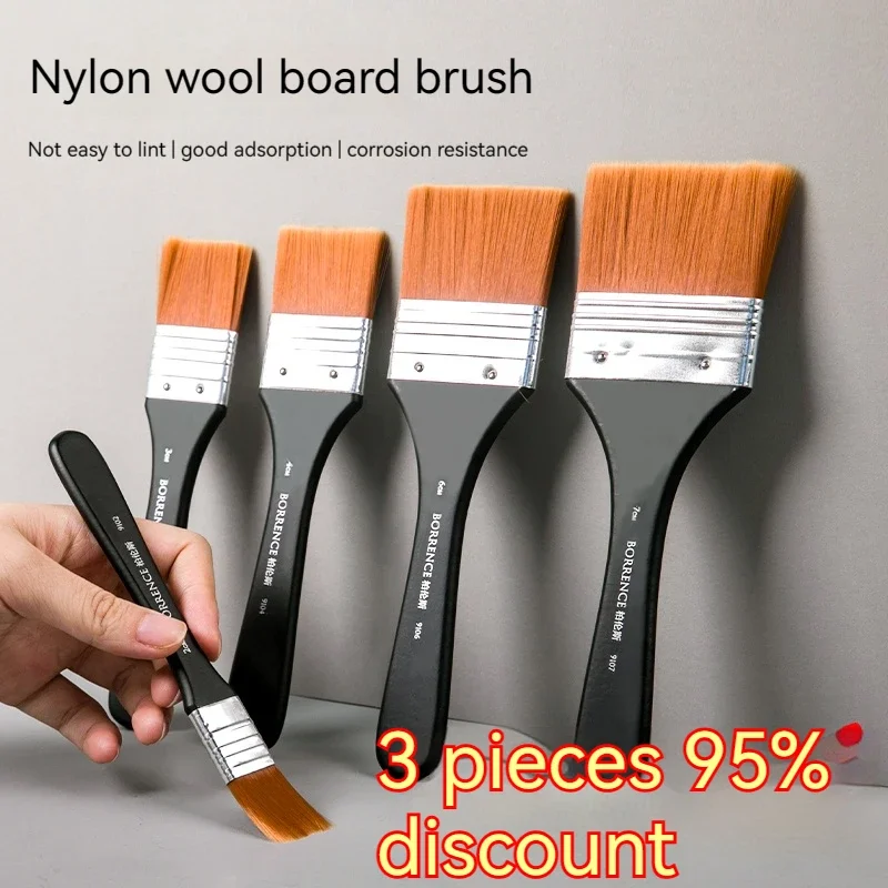 Nylon Oil Painting Brushes Set For Acrylic Oil Drawing Watercolor Flat Shape Wooden Handle Cleaning Brush Pen Tools Art Supplies