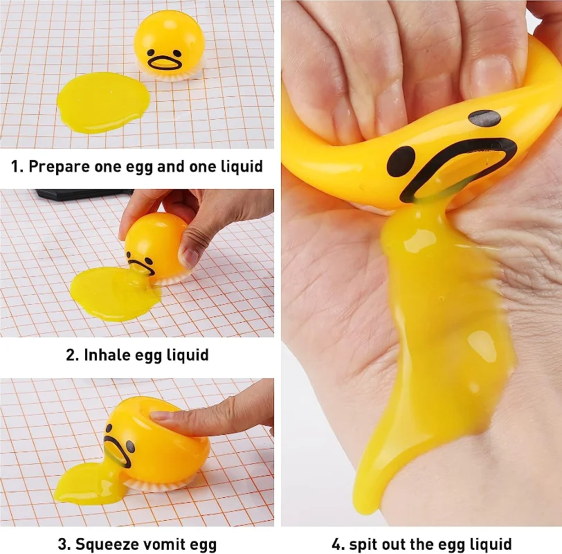 Sticky Funny Toy Disgusting Egg Yolk Brother Vomiting Egg Yolk Army Lazy Egg Custard Vomiting Ball Decompression Funny Toy