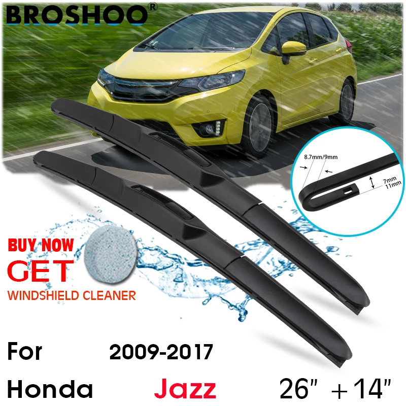 

Car Wiper Blade Front Window Windscreen Windshield Wipers Blades J hook Auto Accessories 26"+14" For Honda Jazz 2009-2016 2017