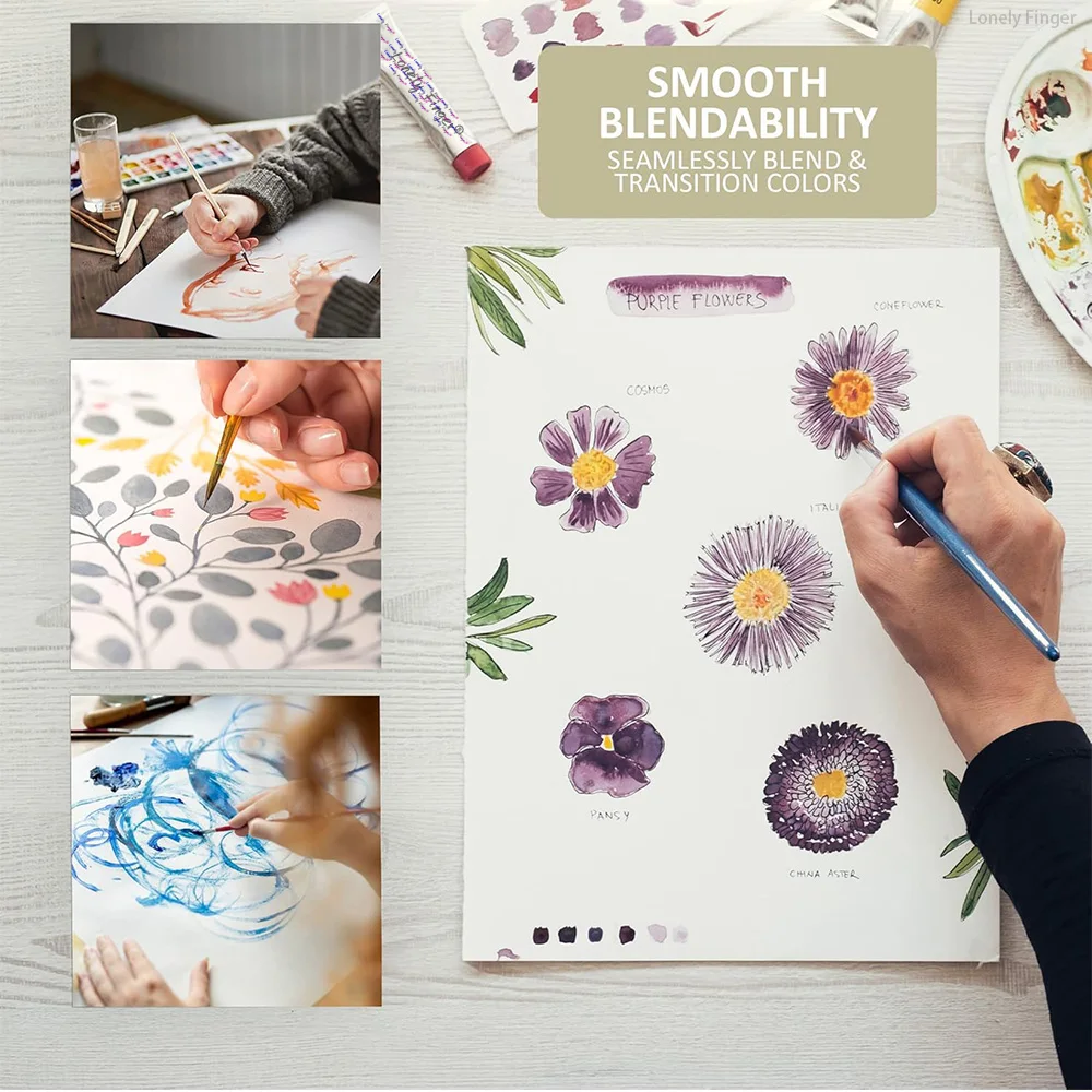 ورق ألوان مائية A3/A4/A5 300gsm - لوحة ألوان مائية للفنانين المحترفين مع 20 ورقة - ورق فني لرسم الوسائط المختلطة #6