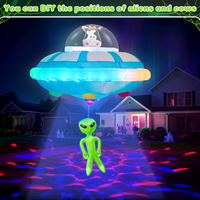 OurWarm 4 FT Alien Spaceship Inflatable, Alien and cows Blow Up Yard Decor,UFO Inflatable Halloween Decor,for Halloween Party