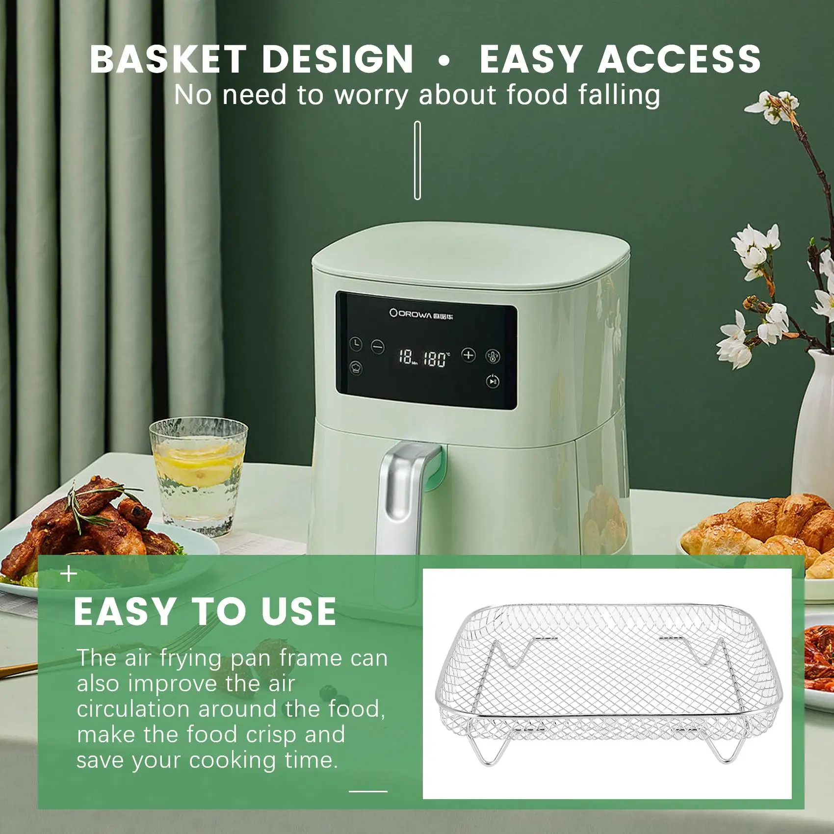 Rejilla para freidora de aire A75X superior de 8 pulgadas para freidora de aire instantánea Vortex, para freidora de aire COSORI, deshidratador cuadrado tres apilables R