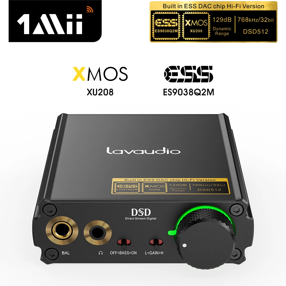 1Mii DS400 DAC Headphone Amplifier HiFi Stereo Audio Portable 768K/32Bit DSD512 Hi-Res Desktop Amplifier for Android iOS Windows