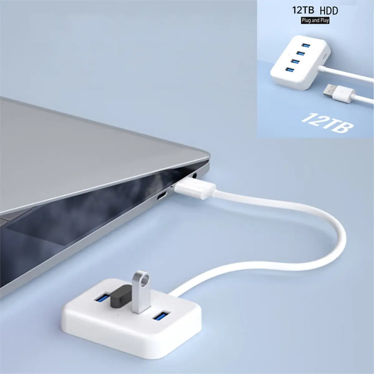 High-Speed 4-Port USB 3.0 Hub,Type-C Charging Adapter Cable Splitter for USB Disk HDD Writer Mouse Keyboard Extend Dock