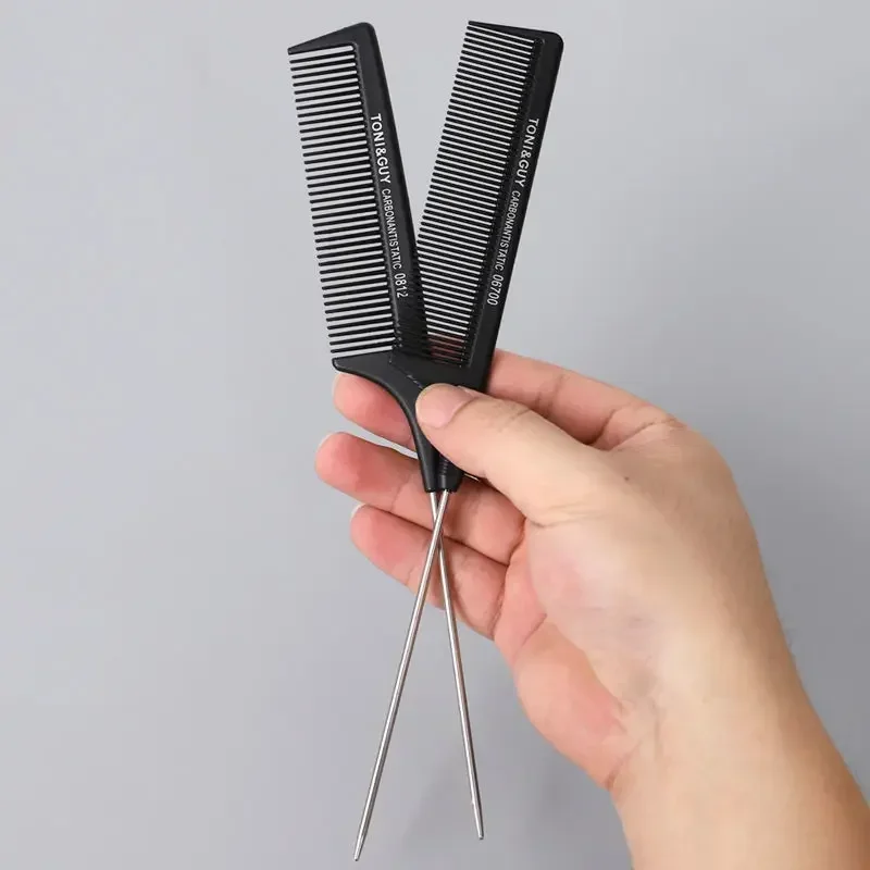 Peine de cola de pelo profesional de Color sólido, peine de corte de peluquero, cepillo de pelo de estilo de acero inoxidable, herramientas de estilismo para el cuidado del cabello de salón con pinchos