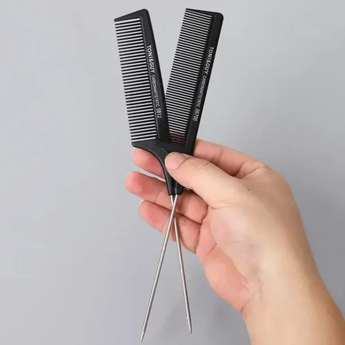 Peine de cola de pelo profesional de Color sólido, peine de corte de peluquero, cepillo de pelo de estilo de acero inoxidable, herramientas de estilismo para el cuidado del cabello de salón con pinchos