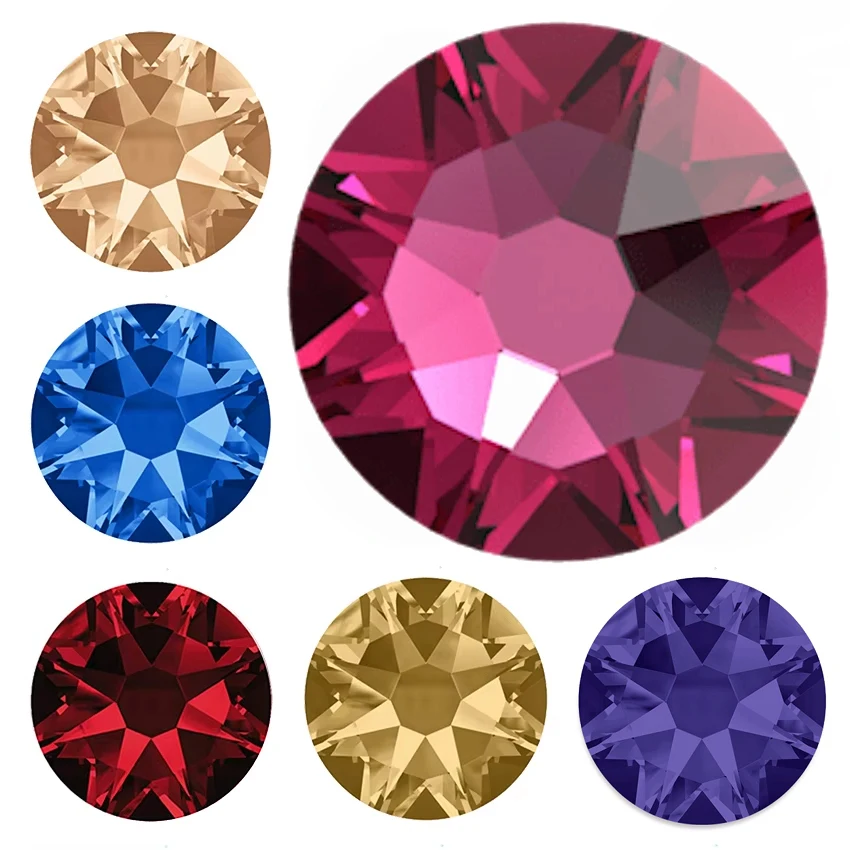 YANRUO 2088 Hot Fix 8 Big 8 Small Stones And Crystals Needlework Flat Back Strass DIY Hotfix Rhinestones For Clothes