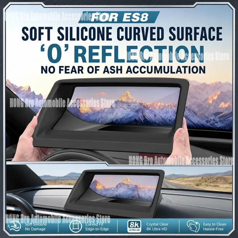 For NIO ES8 HUD Protective Cover Soft Silicone Curved Dashboard Screen Protector Dust Proof Interior Accessories 2018-2024