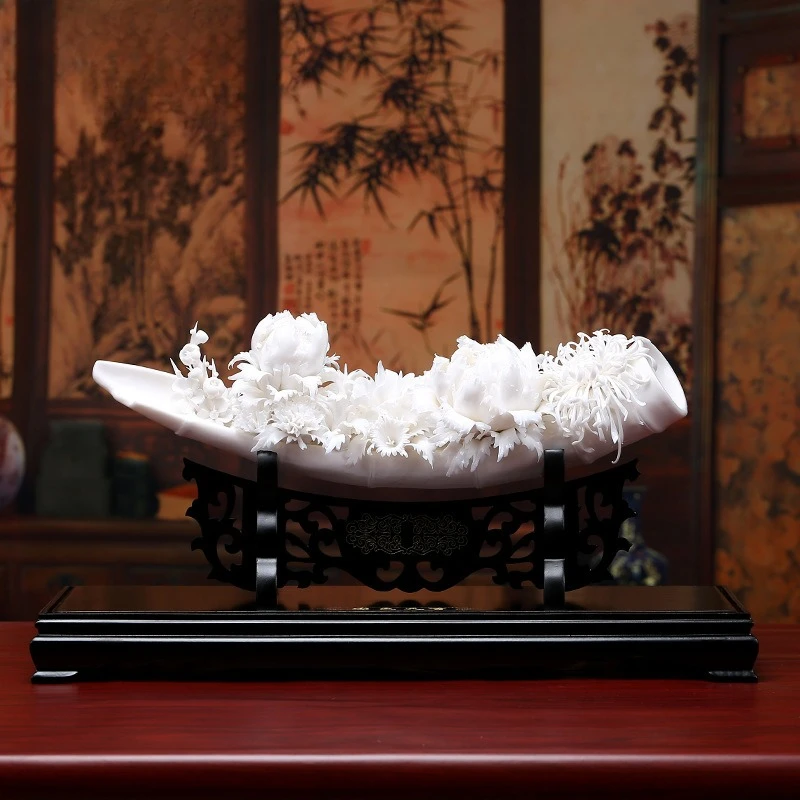 White porcelain handmade flower ornament artwork ceramic handicraft home decoration