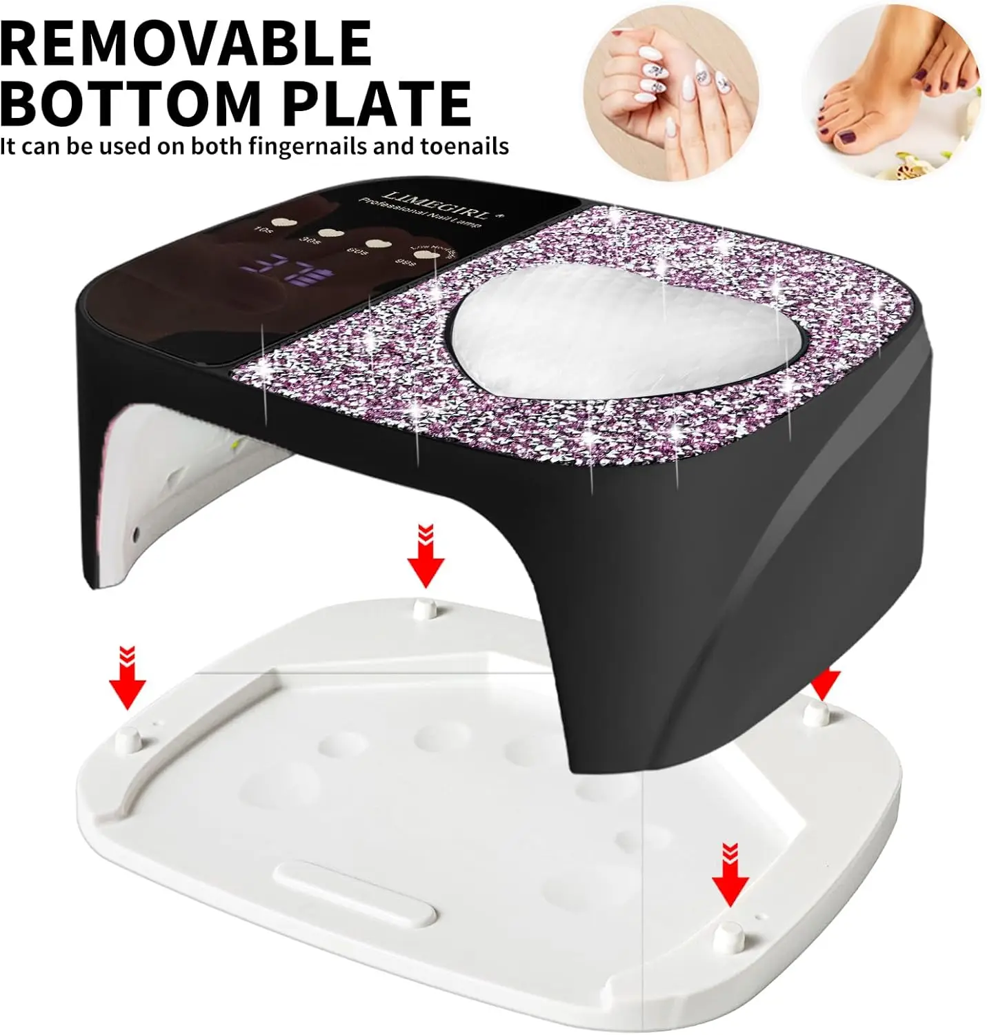 مجموعة مصابيح الأظافر LED بالأشعة فوق البنفسجية مع 4 إعدادات للمؤقت، قابلة لإعادة الشحن، معالجة سريعة لطلاء الجل - الاستخدام المنزلي والصالون