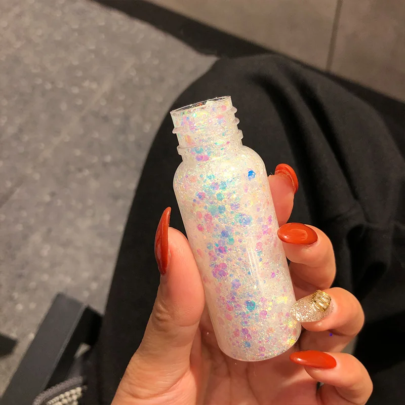 جل لامع لامع مع ترتر للوجه ومكياج لامع للجسم للشفاه والشعر، نابض بالحياة وطويل الأمد لجميع القديسين