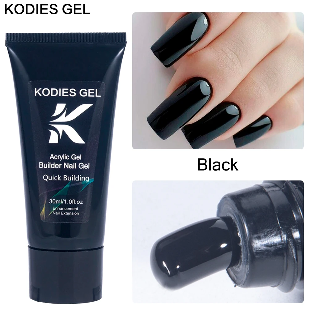 KODIES GEL Black Poly Nail Gel For Extension Acrylic Hard Tube Construction Gel Nail Polish Milky White Clear Prolong Manicure