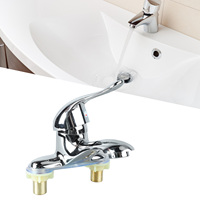 Bathroom Sink Faucet Zinc Alloy 2 Hole Single Handle Hot and Cold Water Mixer Tap for Home Hotel