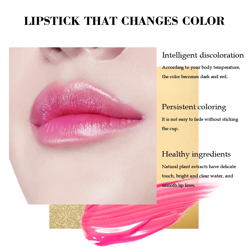 Lápiz labial de Aloe Vera, bálsamo labial hidratante que cambia de Color y de temperatura Natural, 99%