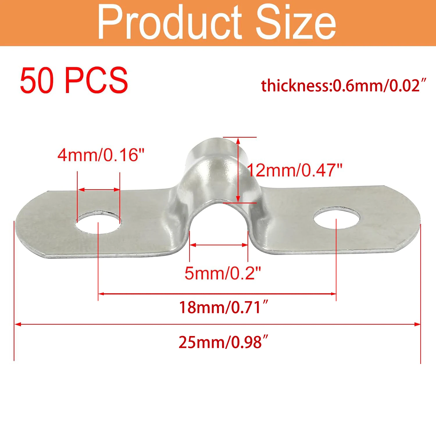 Picture 7: 10-50Pcs Two Hole Strap U Bracket Stainless Steel M5 Rigid Pipe Strap Clamp Tube Strap Tension Clip for Fixing Pipe hose Cable