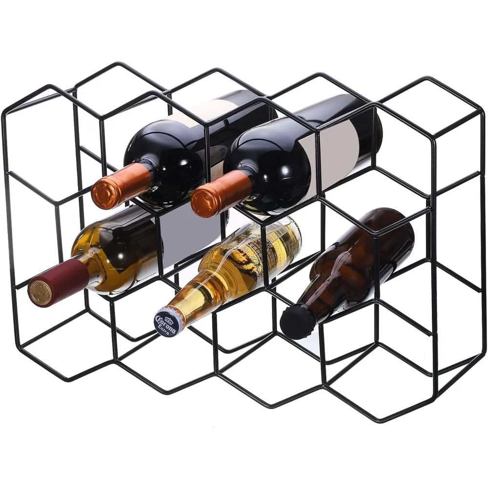

Freestanding Metal Wine Rack for 14 Bottles - Tabletop Storage Stand for California Countertop Wine