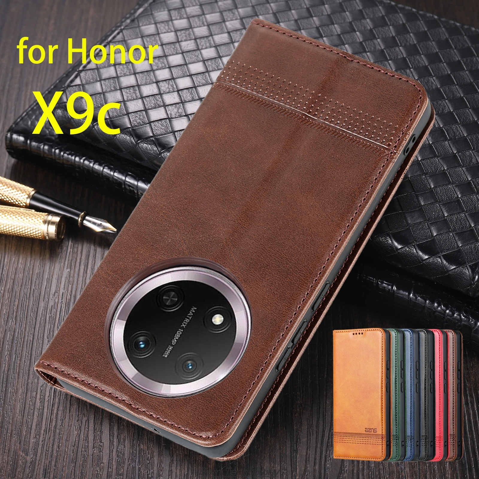

Deluxe Magnetic Adsorption Leather Fitted Case for Huawei Honor X9C Flip Cover Protective Case Capa Fundas Coque